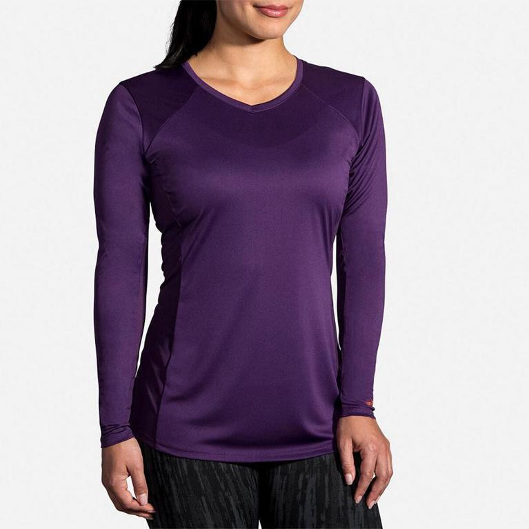 Brooks Stealth Long Sleeve Running Shirt - Women's - Purple (59164-QFSM)